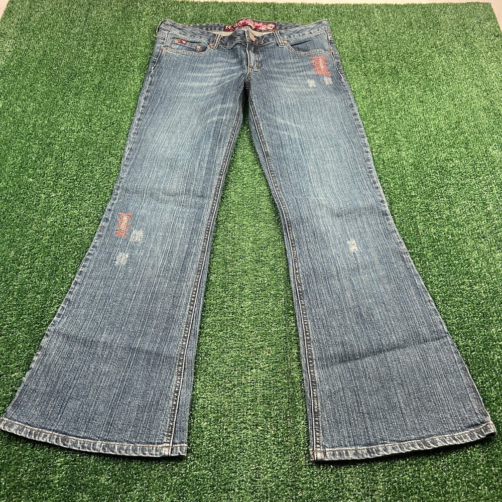 VTG Mudd Jeans Women's Size 11 34x30" Blue Stretch Flared Bell Bottoms Denim Y2K